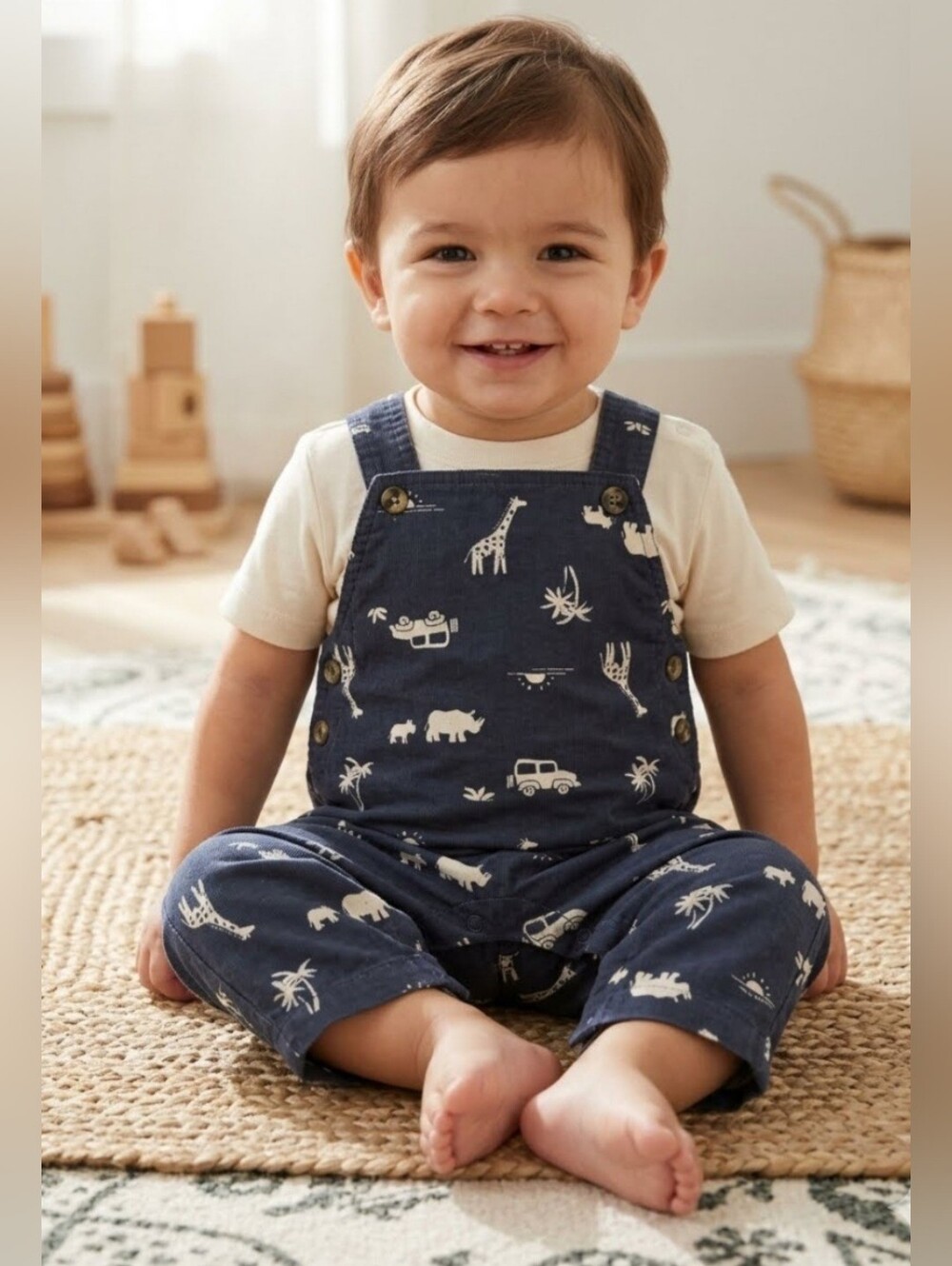 Carter's Baby/ Toddler  Animal Print Overalls Set 2 Pc